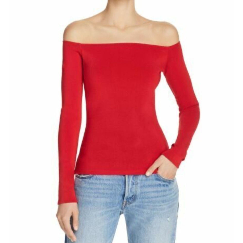 Elizabeth‎ and James Off the Shoulder Red Long Sleeve Top XS